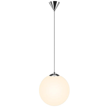 Lampadario Sospensione Moderno Vetro Sfera 50cm Design E27 Bianco Opaco Cromo