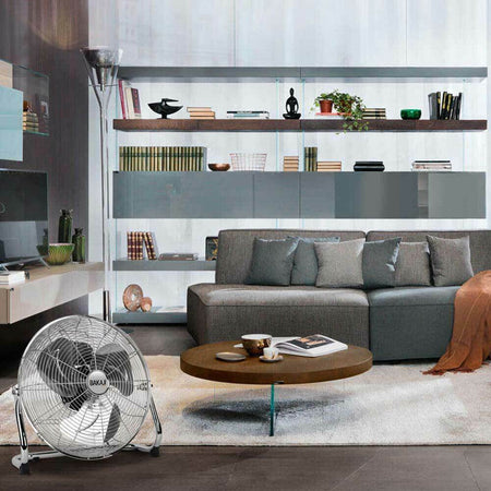 Ventilatore da terra Acciaio 100 W Pale Alluminio 50 cm 3 Velocita Oscillante