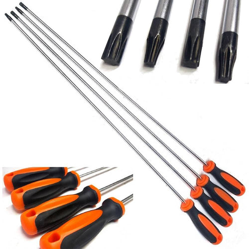 Set 4 Pz Cacciaviti Torx Extra Lunghi Con Punta Magnetica 600 Mm T20 T25 T30 T40