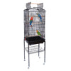 Voliera Gabbia per Uccelli Pappagalli Nera Tetto Apribile 4ruote 46x35x148cm