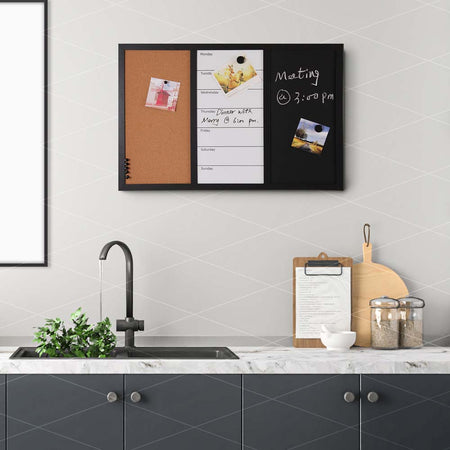 Lavagna Magnetica 3in1 con Bacheca Sughero Combinata 60x40cm Casa Ufficio