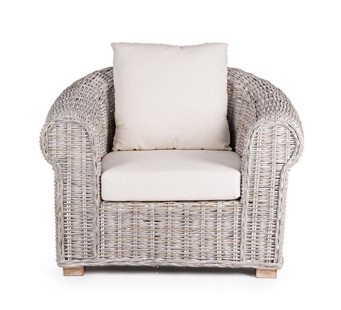 Poltrona "Coba" struttura in rattan intreccio in kubu per interno