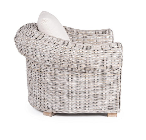 Poltrona "Coba" struttura in rattan intreccio in kubu per interno