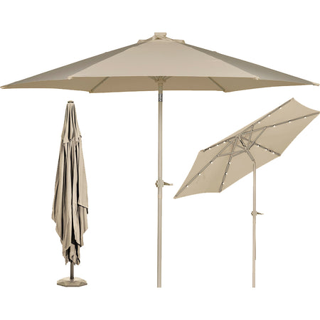 Ombrellone Giardino 3mt con Led Solari palo centrale Terrazzo Esterno Impermeabile