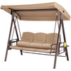 Dondolo Giardino 3Posti con Parasole Cuscini Vassoi Pieghevoli Struttura Robusta