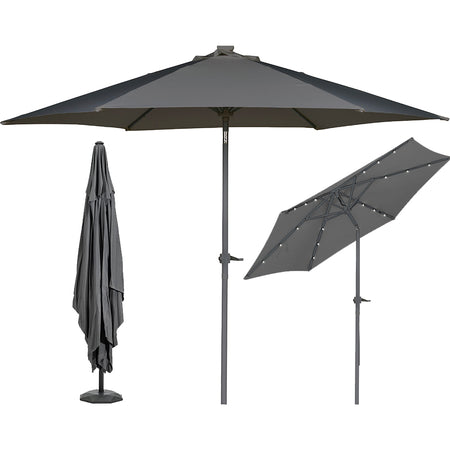 Ombrellone Giardino 3mt con Led Solari palo centrale Terrazzo Esterno Impermeabile