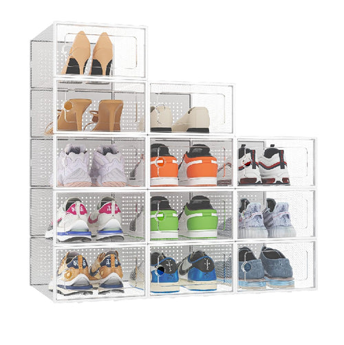 Kit 12 Scatole Portascarpe Impilabili Salvaspazio 33,5x23x14,5 cm Ventilate Multiuso