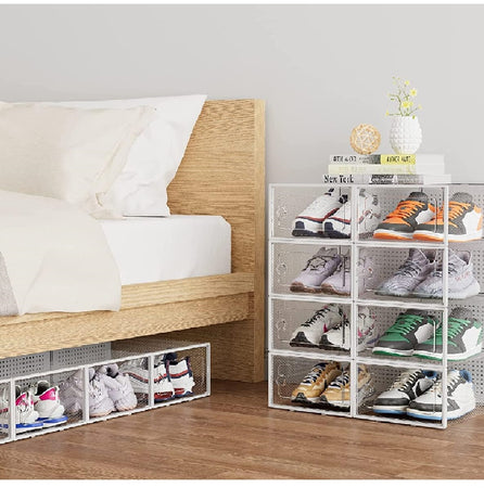 Kit 12 Scatole Portascarpe Impilabili Salvaspazio 35x25x19 cm Ventilate Multiuso