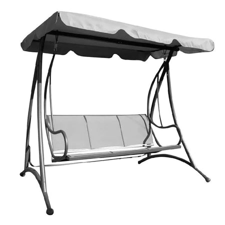 Dondolo Giardino 3 posti Acciaio con Tetto Regolabile Seduta Texilene Grigio