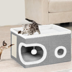 Tiragraffi Per Gatti A Forma Di Divano - In Cartone Ondulato, Con Erba Gatta, 50x24.5x13.5 Cm - Foto 3