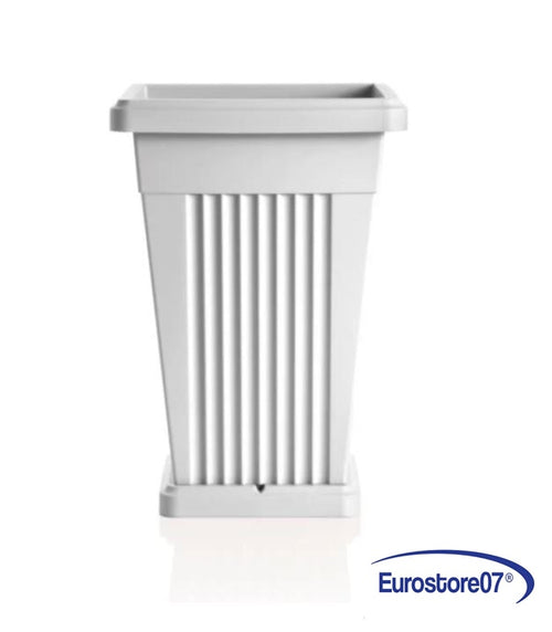 VASO 'PIRAMIDE' cm 40 x 40 x h 59 Lt. 50 bianco In polipropilene. Con sottovaso.