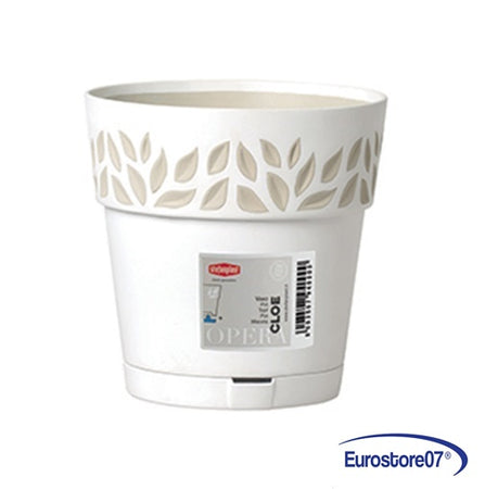 VASO TONDO 'CLOE' ø 15 x h.15 - bianco/travertino DF 6126550