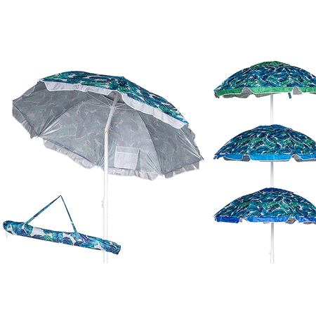 Ombrellone Mare 200cm Antivento con Custodia, Tessuto anti uv 50+ Palo Snodabile