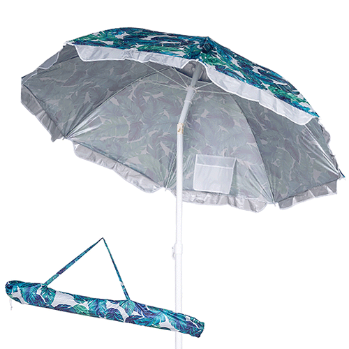 Ombrellone Mare 200cm Antivento con Custodia, Tessuto anti uv 50+ Palo Snodabile