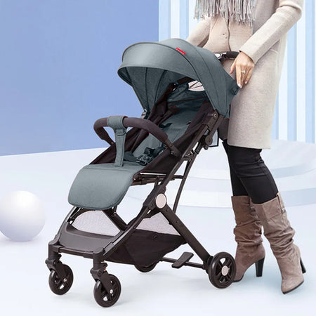 Passeggino Ultraleggero Chiusura Facilitata Salvaspazio Portata 15 kg Grigio