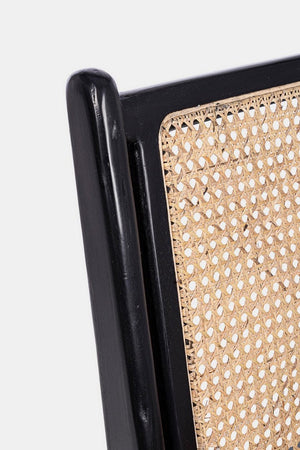 Poltrona "Mabel" struttura in legno teak seduta e schienale con intreccio in rattan per interno