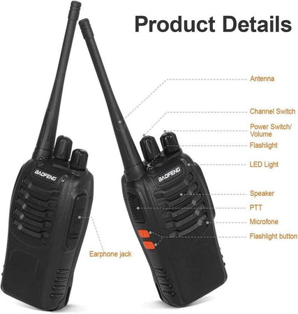 Coppia Ricetrasmittente Walkie Talkie Portatile 16 Canali 3.7 V 400 - 470 Mhz