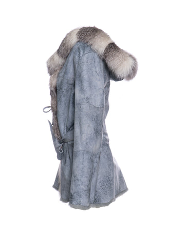 Sofia - Giacca Donna Azzurra in vera pelliccia