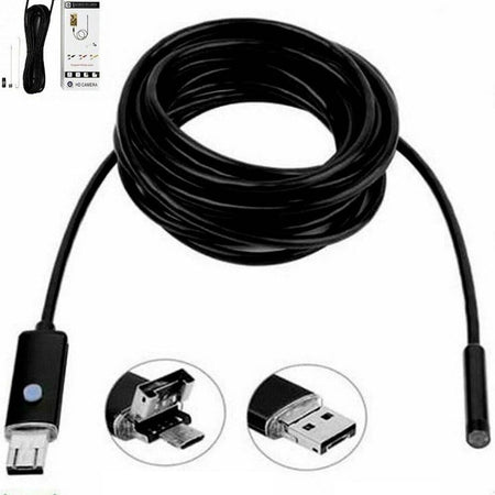 Telecamera Endoscopica 2 Metri Tubo Flessibile Usb 6 Led Impermeabile Ispezione
