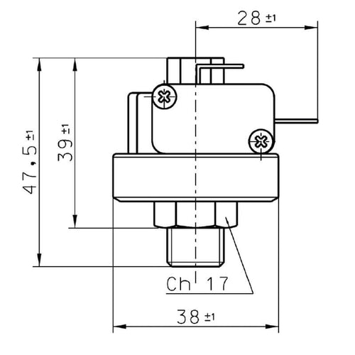 Pressostato acqua regolabile 2 - 6 bar XP110 stufe a pellet 14707013