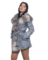 Sofia - Giacca Donna Azzurra in vera pelliccia