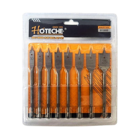Kit 8 Mecchie Per Legno Punte Piatte Paletta Punta Attacco Da Trapano 1/4"