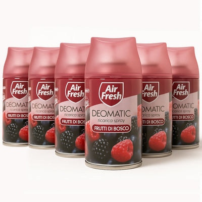 AIR FRESH Deomatic 6 x 250 ml Ricarica Spray Profumatore Ambiente Fiori di Bosco