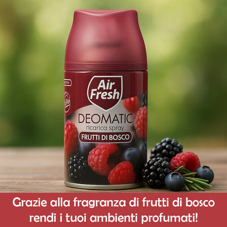AIR FRESH Deomatic 6 x 250 ml Ricarica Spray Profumatore Ambiente Fiori di Bosco