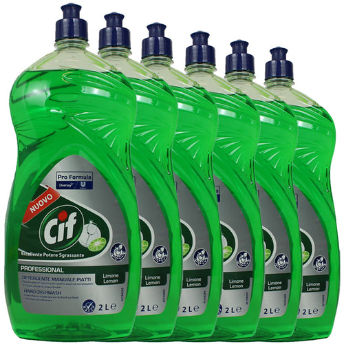 6x2 Litri Cif Detersivo Manuale per Piatti Professionale Sgrassante Contro Unto