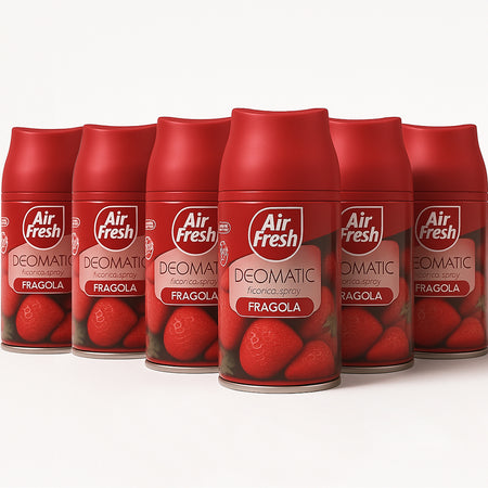 Air Fresh Deomatic Ricariche Profumatore Ambiente 6x250ml Spray Fragola Antiodore