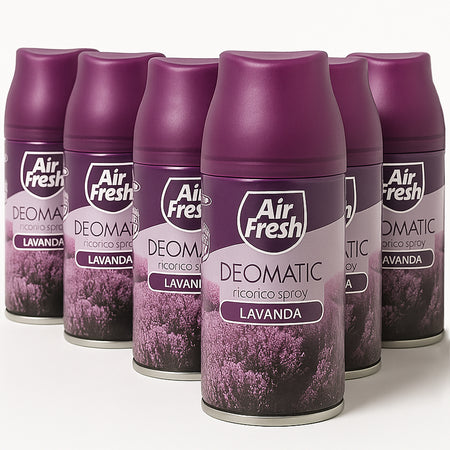 Air Fresh Deomatic Ricariche Profumatore Ambiente 6x250ml Spray Lavanda Antiodore