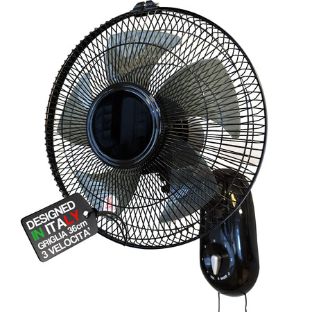 Ventilatore da Muro 36cm 3 Velocità 65W Oscillante Parete Salvaspazio Silenzioso