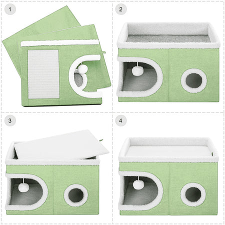 Cuccia per Gatti Tiragraffi Casetta Animale 58x42x33 cm Cuscino e Base Antiscivolo