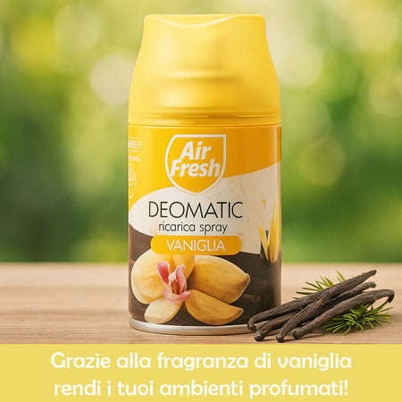 Air Fresh Deomatic Ricariche Profumatore Ambiente 6x250ml Spray Vaniglia Antiodore