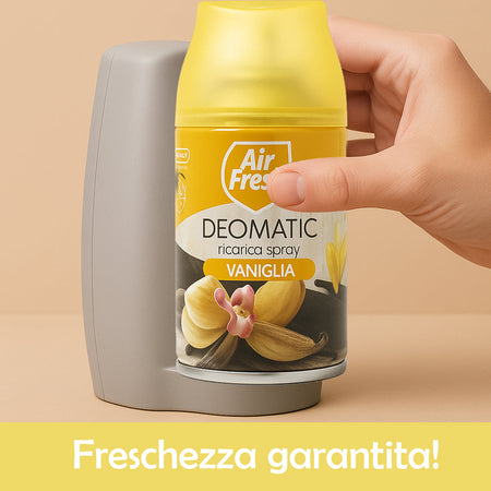 Air Fresh Deomatic Ricariche Profumatore Ambiente 6x250ml Spray Vaniglia Antiodore