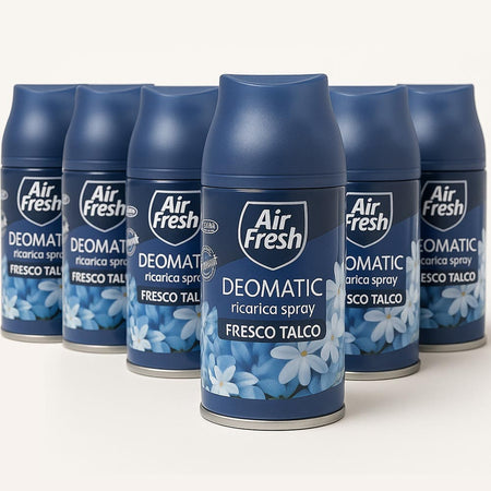 Air Fresh Deomatic Ricariche Profumatore Ambiente 6x250ml Spray Talco Antiodore