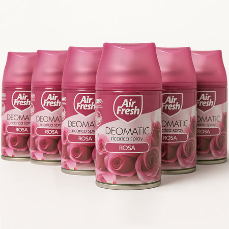 Air Fresh Deomatic Ricariche Profumatore Ambiente 6x250ml Spray Rosa Antiodore