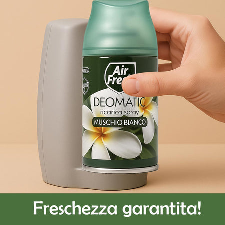 Air Fresh Deomatic Ricariche Profumatore Ambiente 6x250ml Spray Muschio Bianco Antiodore