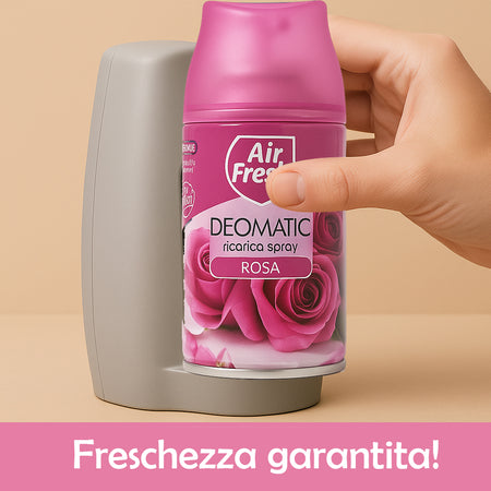 Air Fresh Deomatic Ricariche Profumatore Ambiente 6x250ml Spray Rosa Antiodore