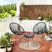 Set Patio in Polyrattan con 2Sedie Tavolino per Giardino Interno Esterno Moderno Nero