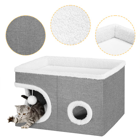 Cuccia per Gatti Tiragraffi Casetta Animale 58x42x33 cm Cuscino e Base Antiscivolo