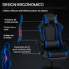 Sedia Gaming Ergonomica Reclinabile in Ecopelle con Poggiapiedi e Cuscini Lombari