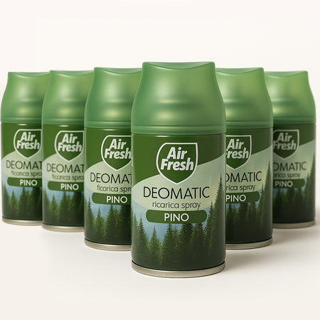 Air Fresh Deomatic Ricariche Profumatore Ambiente 6x250ml Spray Pino Antiodore