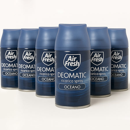 Air Fresh Deomatic Ricariche Profumatore Ambiente 6x250ml Spray Oceano Antiodore