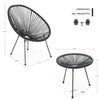 Set Patio in Polyrattan con 2Sedie Tavolino per Giardino Interno Esterno Moderno Nero