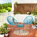 Set Patio in Polyrattan con 2Sedie Tavolino per Giardino Interno Esterno Moderno Azzurro