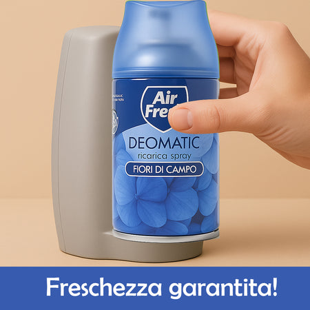 Air Fresh Deomatic Ricariche Profumatore Ambiente 6x250ml Spray Fiori di Campo Antiodore
