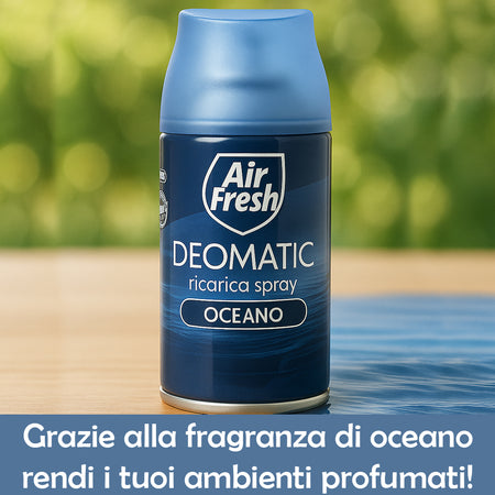 Air Fresh Deomatic Ricariche Profumatore Ambiente 6x250ml Spray Oceano Antiodore