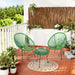 Set Patio in Polyrattan con 2Sedie Tavolino per Giardino Interno Esterno Moderno Verde