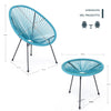 Set Patio in Polyrattan con 2Sedie Tavolino per Giardino Interno Esterno Moderno Azzurro